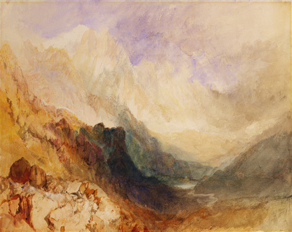 View along an Alpine Valley, possibly the Val d'Aosta von William Turner