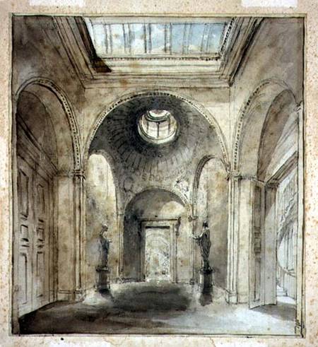 The anteroom of Sir Francis Chantrey's sculpture gallery in 30 Belgrave Place designed by Sir John S von Joseph Michael Gandy