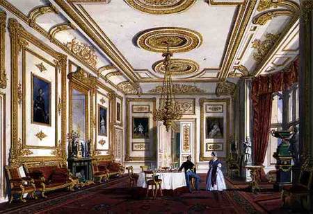 The White Drawing Room at Windsor Castle (colour litho) von Joseph Nash