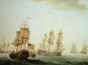 Naval Engagement between a British East Indiaman and a French Warship 1781