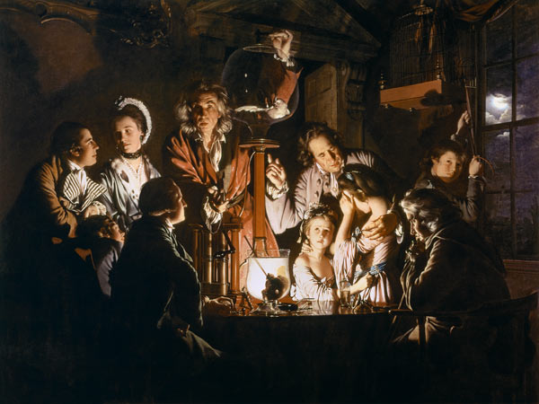 Das Experiment mit dem Vogel in der Luftpumpe von Joseph Wright of Derby