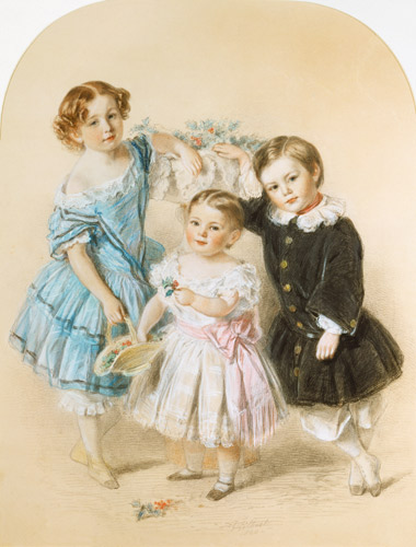 Portrait of three young children von Josiah Gilbert