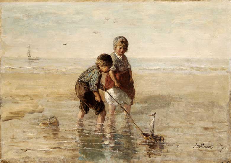 Children Playing By The Seaside von Jozef Israels