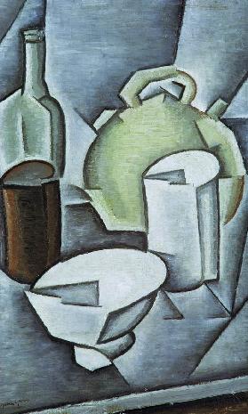 Still Life with a Bottle of Wine and an Earthenware Water Jug, 1911 (oil on canvas) 1493