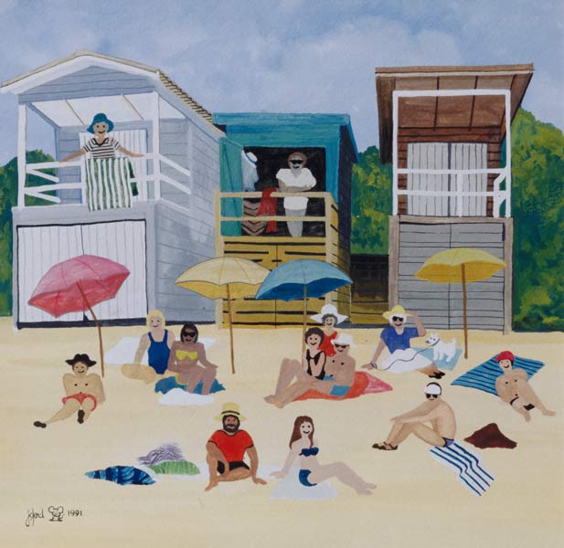 Beach Huts, 1991 (w/c)  von Judy  Joel