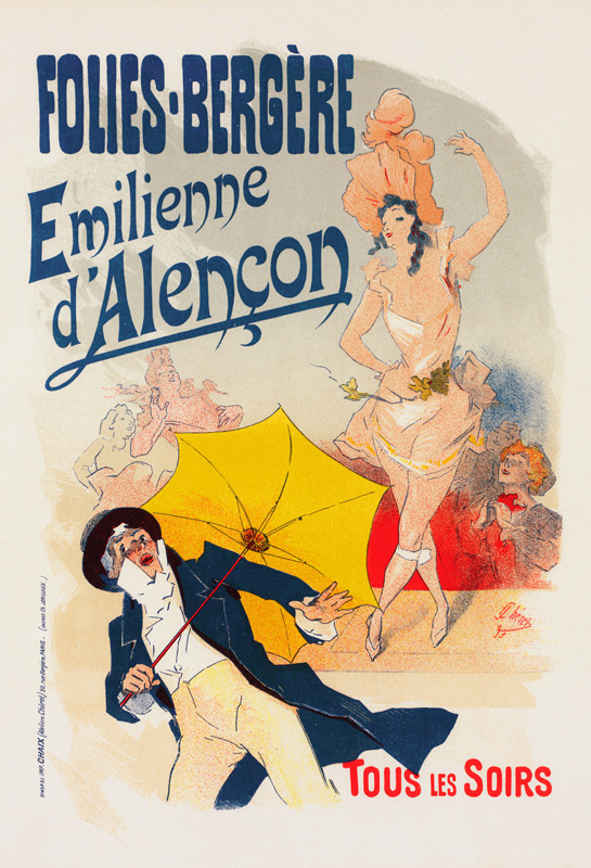 Folies Bergeres: Emilienne d'Alencon (Plakat) von Jules Chéret