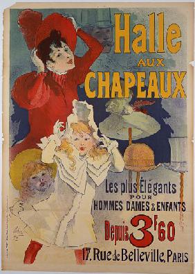 Poster advertising 'Halle aux Chapeaux' c.1892