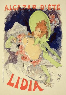 Reproduction of a poster advertising 'Lidia', at the Alcazar d'Ete 1895
