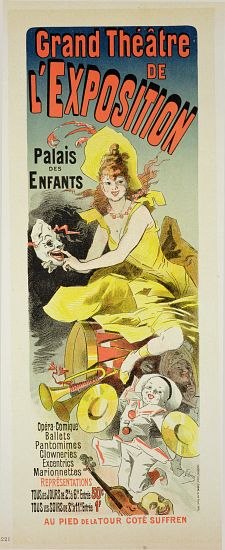 Reproduction of a poster advertising the 'Grand Theatre de L'Exposition', Palais des Enfants, Paris von Jules Chéret