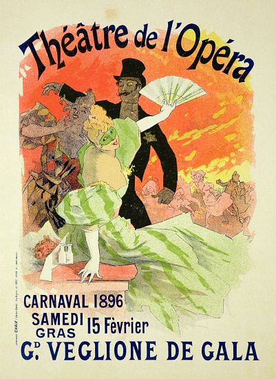 Reproduction of a Poster Advertising the 1896 Carnival at the Theatre de l'Opera von Jules Chéret