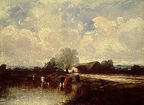 Landschaft mit Kühen an der Tränke von Jules Dupré