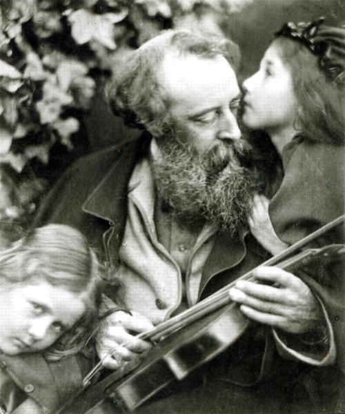The Whisper of the Rose, a portrait of George Frederick Watts (1817-1904) (b/w photo)  von Julia Margaret Cameron