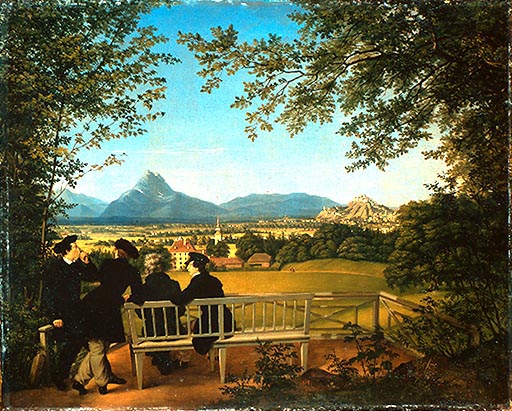 Aussicht vom Gaisberg auf Salzburg von Julius Schoppe d.Ä.
