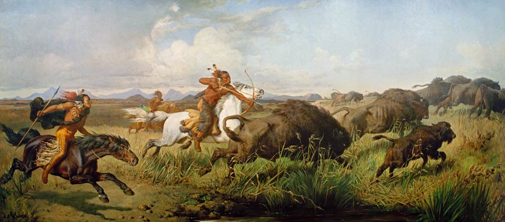 Indianer auf der Bisonjagd von Julius von Blaas