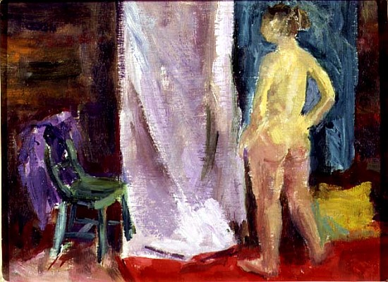 Nude with Green chair, 1995 (oil on canvas)  von Karen  Armitage