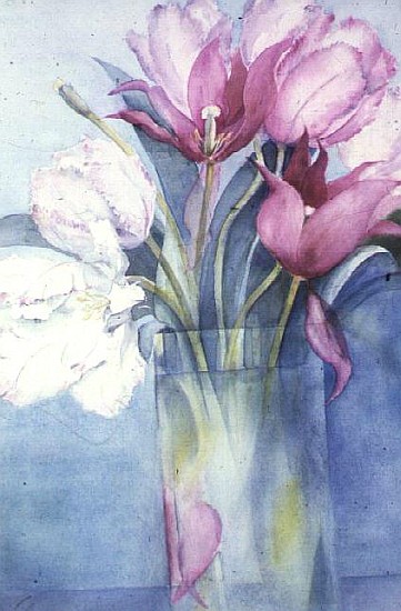 Pink Parrot Tulips and Marlette  von Karen  Armitage