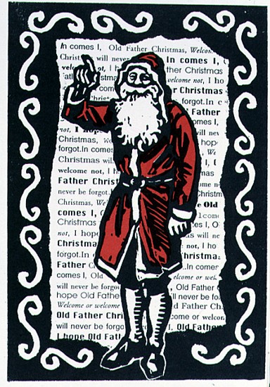 Old Father Christmas, 1996 (linocut on paper)  von Karen  Cater