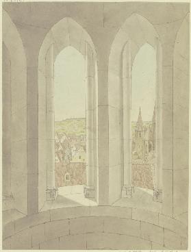 Blick vom Turm der Gumbertuskirche auf die Johanniskirche in Ansbach