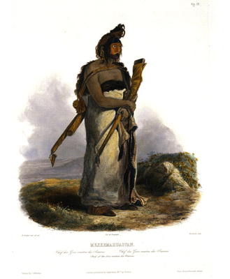 Mexkemahuastan, Chief of the Gros-Ventres of the Prairies, plate 20 from Volume 1 of 'Travels in the von Karl Bodmer