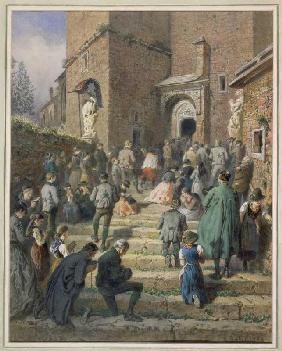 Sonntagsandacht an der Eisenerzer Kirche 1869