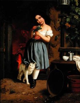 A Young Girl with a Cat 1866