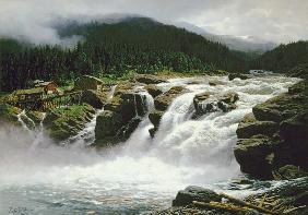 Norwegian Waterfall, at Lofor in Valders 1905