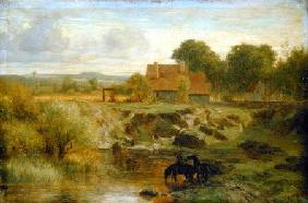 Horses Crossing a River in the Ile de France 1855