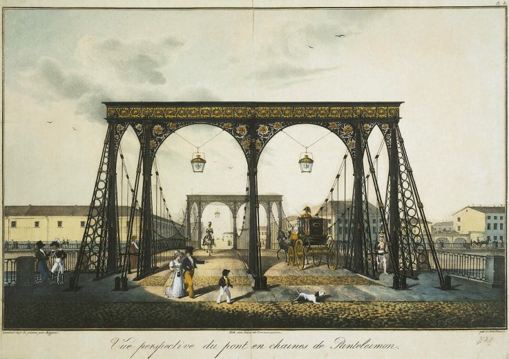 Ansicht der Panteleimonowski-Kettenbrücke über Fontanka in Sankt Petersburg von Karl Petrowitsch Beggrow