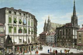Stock-im-Eisen-Platz, with St. Stephan's Cathedral in the background, engraved by the artist, 1779 ( 1945