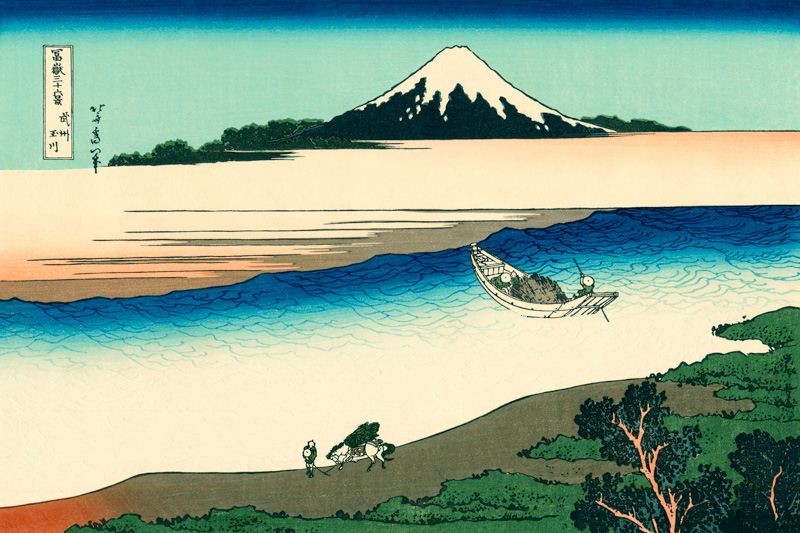Der Fluss Tama in der Provinz Musashi (aus der Bildserie "36 Ansichten des Berges Fuji") von Katsushika Hokusai