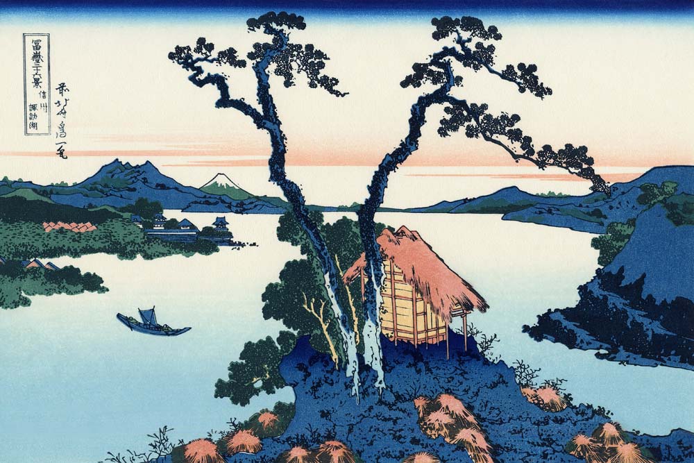 Der Suwa-See in der Provinz Shinano (aus der Bildserie „36 Ansichten des Berges Fuji“) von Katsushika Hokusai