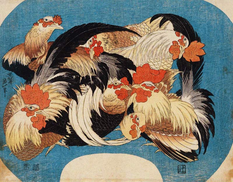 Die Hühnerschar von Katsushika Hokusai