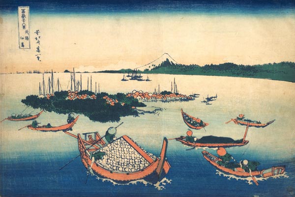 Die Insel Tsukuda in der Provinz Musashi (aus der Bildserie 36 Ansichten des Berges Fuji).  von Katsushika Hokusai