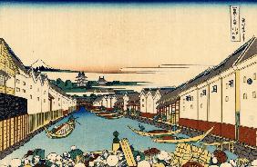 Die Nihon-Brücke in Edo (aus der Bildserie „36 Ansichten des Berges Fuji“)