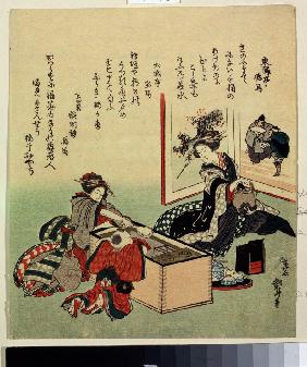 Frauen und Junge neben einer Kohlenpfanne (Hibachi) 1816