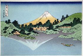 Oberfläche des Misaka-Sees in der Provinz Kai (aus der Serie 36 Ansichten des Berges Fuji)