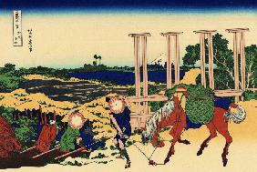 Senju in der Provinz Musashi (aus der Bildserie "36 Ansichten des Berges Fuji")