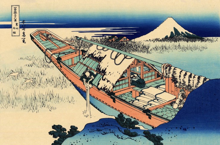 Ushibori in der Provinz Hitachi (aus der Bildserie „36 Ansichten des Berges Fuji“) von Katsushika Hokusai