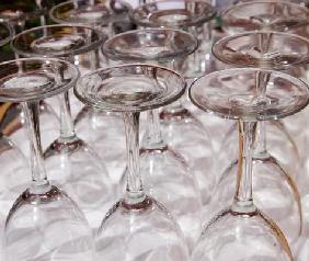 Wine glasses in restaurant