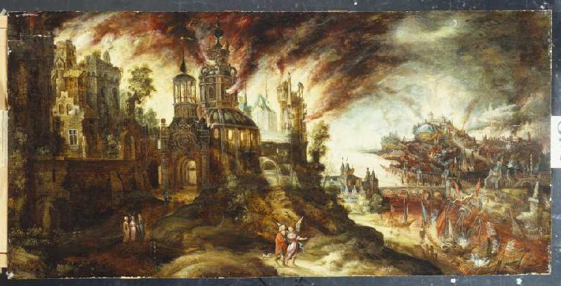 Die Zerstörung von Sodom und Gomorrha. von Kerstiaen de Coninck (Nachfolger)