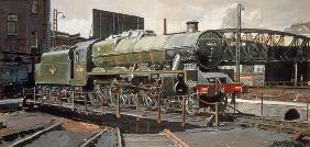 Jubilee Turnaround, Hawke 45652 Jubilee Class Locomotive on Camden turntable, London (oil on canvas)