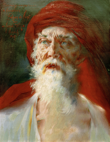 Betender Araber mit rotem Kopftuch, von  Konrad Filip