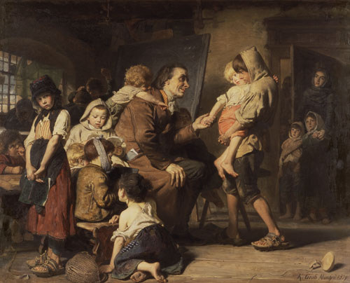 Pestalozzi bei den Waisenkindern in Stans. von Konrad Grob
