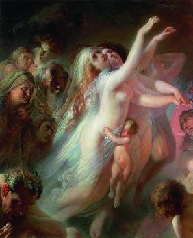 Charon geleitet die Seelen der Verstorbenen über den Styx in die Unterwelt 1861