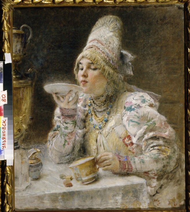 Das Teetrinken von Konstantin Jegorowitsch Makowski