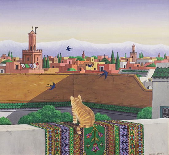 Rooftops in Marrakesh, 1989 (acrylic on linen)  von Larry  Smart