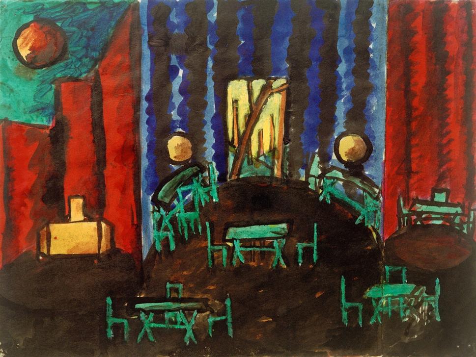 Saal mit zwei Nischen, 1. Akt, 2. Szene. von László Moholy-Nagy