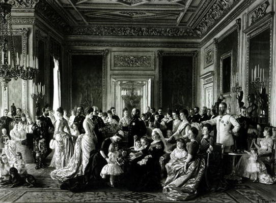 The Family of Queen Victoria, 1887 (engraving) (b/w photo) von Laurits Regner Tuxen