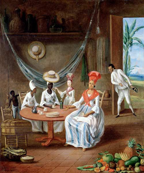 A woman with her daughter who is visited in their house in Martinique 1775