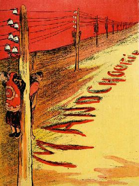 Erste Schritte auf dem Weg zum Fortschritt - An Telegraphenmännern hängende mandschurische Ziviliste 1904